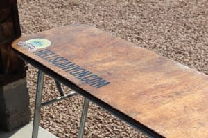Finished Waterproof River Table with Stickers | 208-347-3862 | Americas Rafting Company | Idaho | Oregon | Hells Canyon | Snake River | Salmon River
