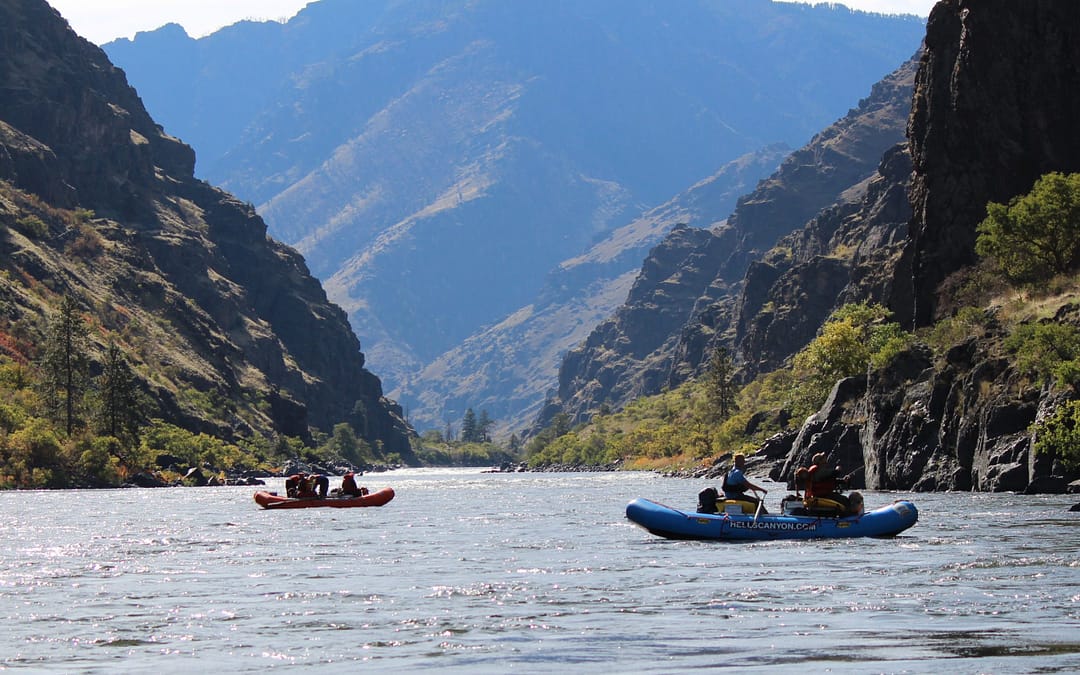 2 rafts in Hells canyon on a 3 day whitewater rafting trip