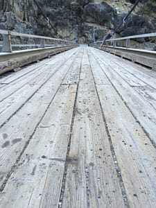 old wooden planks of the salmon river bridge