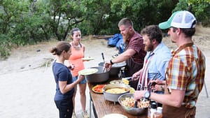 hells canyon dinner is served on an oregon rafting trip