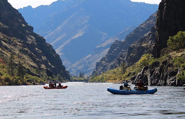 2 rafts in Hells canyon on a 3 day whitewater rafting trip